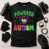 Powered By Autism Awareness Month Autism - Autism Funny Gift Cooling Performance Crew T-Shirt thumb 3