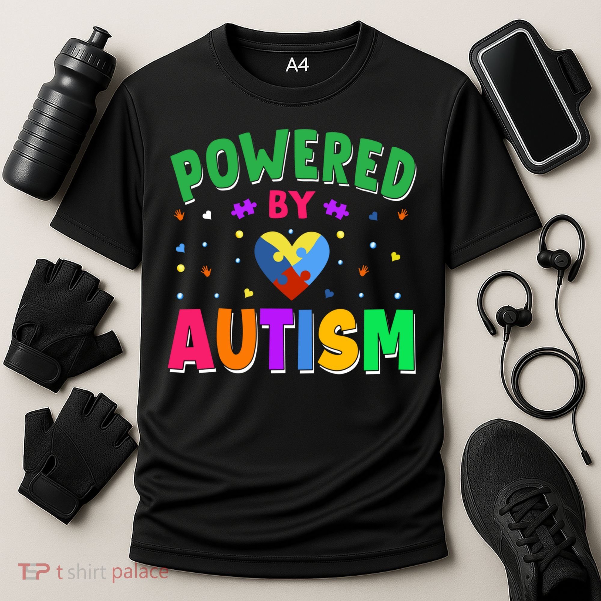 Powered By Autism Awareness Month Autism - Autism Funny Gift Cooling Performance Crew T-Shirt