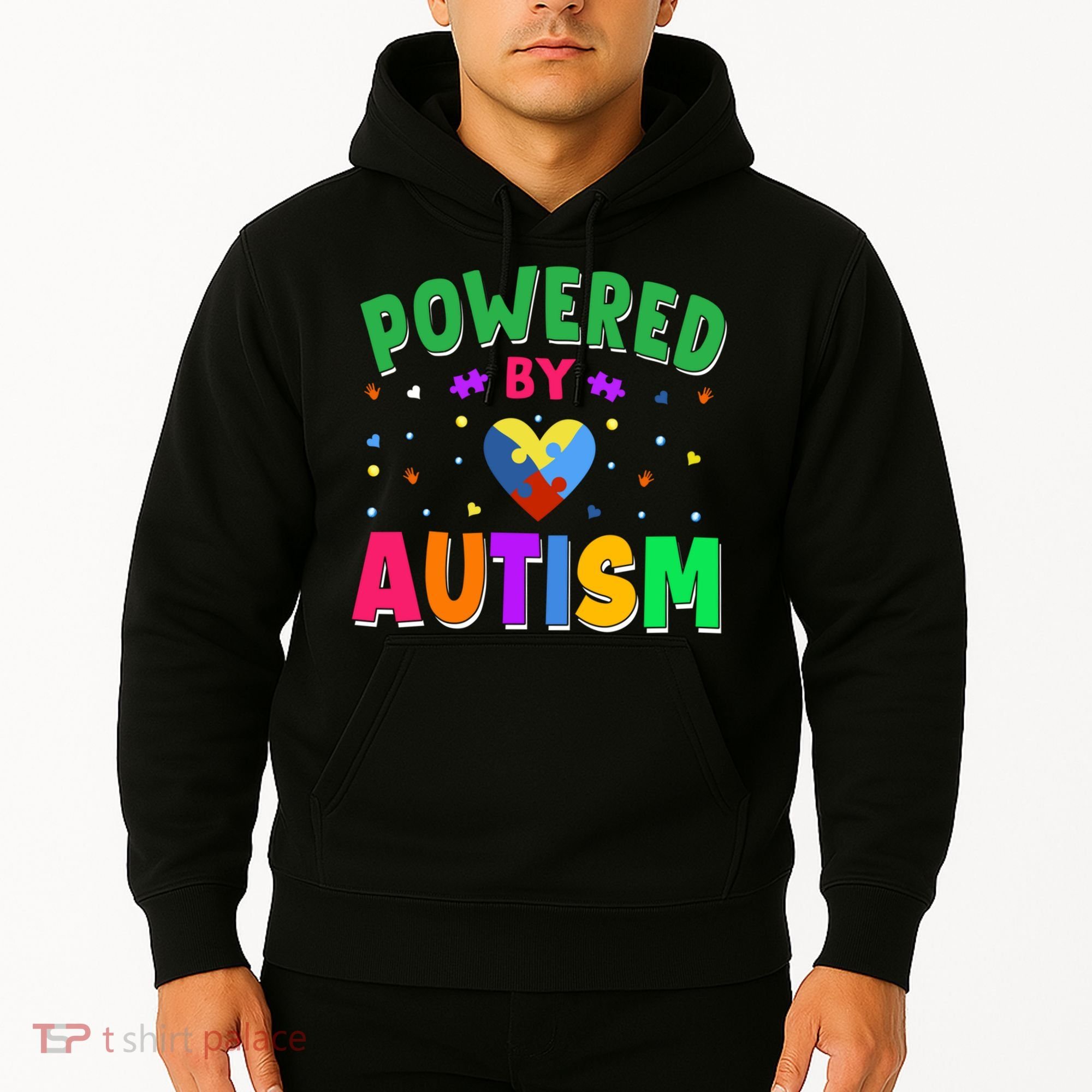 Powered By Autism Awareness Month Autism - Autism Funny Gift Hoodie