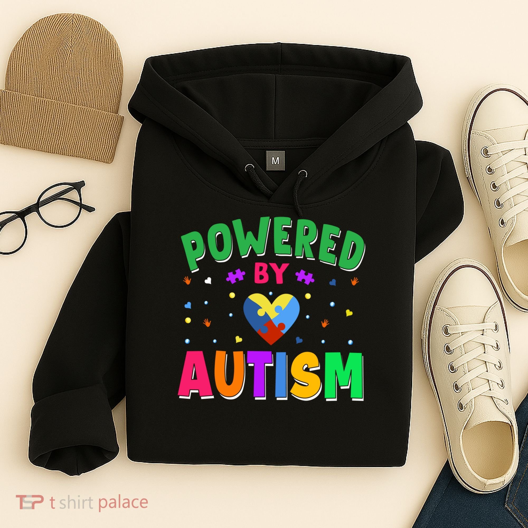 Powered By Autism Awareness Month Autism - Autism Funny Gift Hoodie