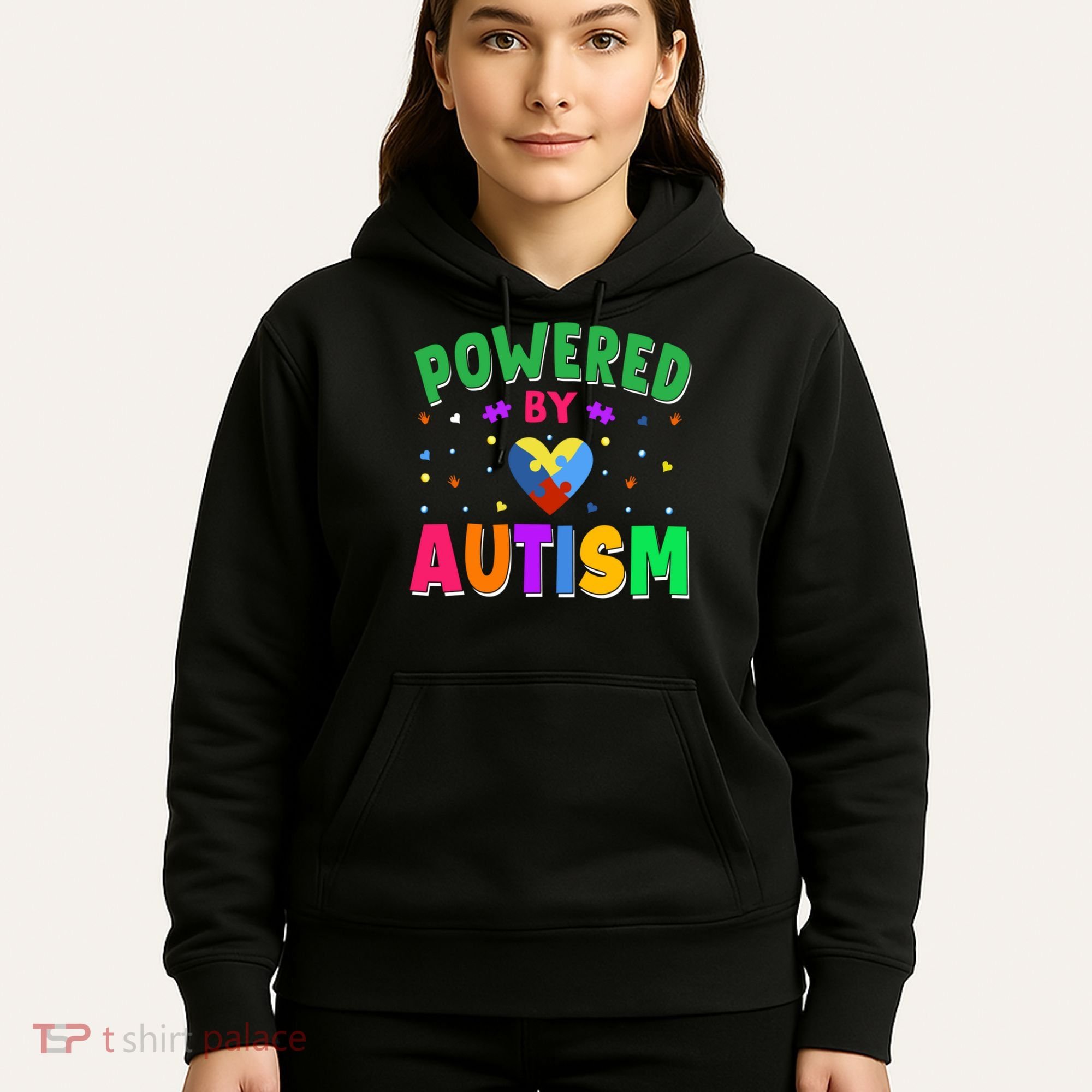 Powered By Autism Awareness Month Autism - Autism Funny Gift Hoodie