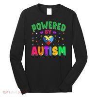 Powered By Autism Awareness Month Autism - Autism Funny Gift Long Sleeve Shirt thumb 0
