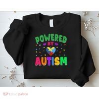 Powered By Autism Awareness Month Autism - Autism Funny Gift Sweatshirt thumb 2