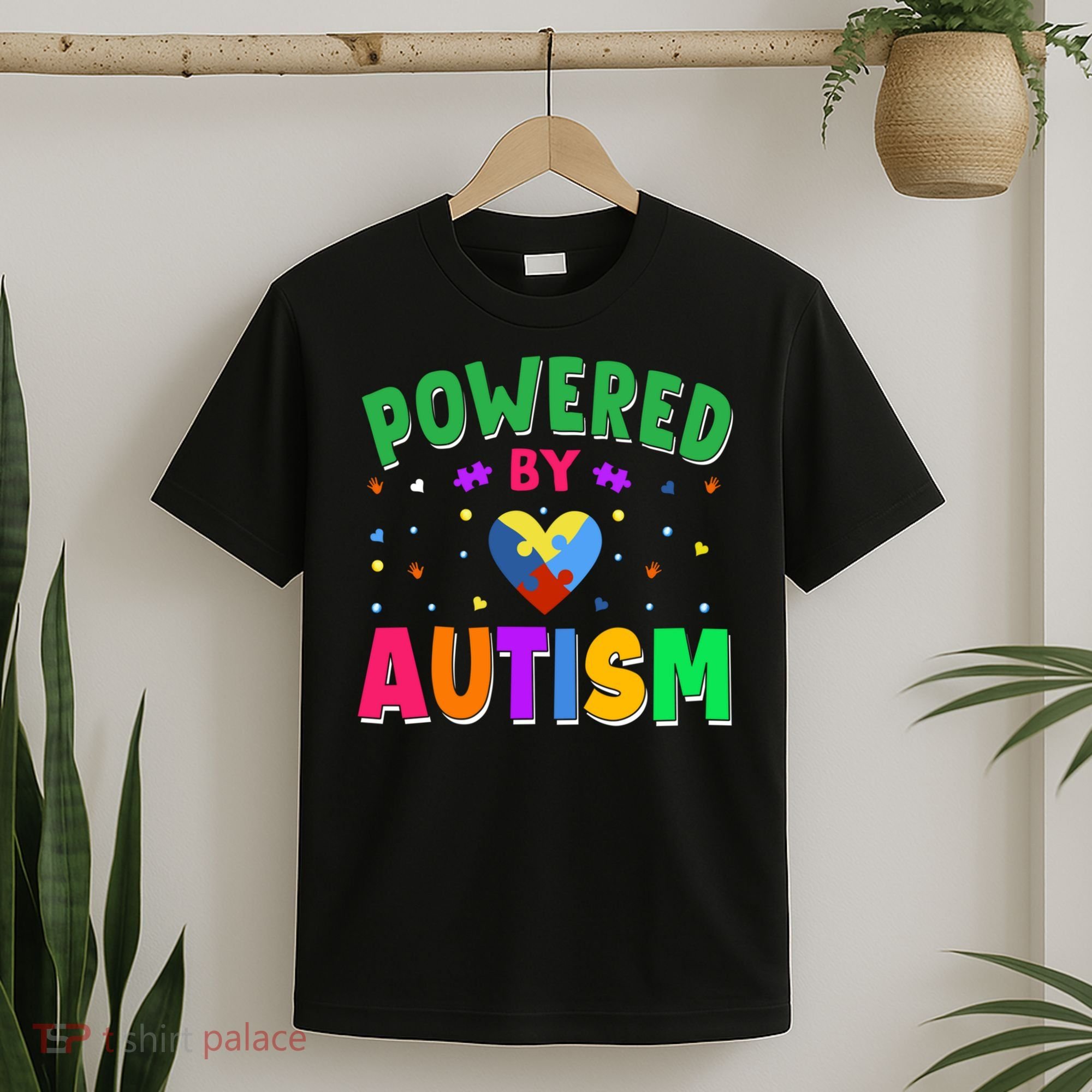 Powered By Autism Awareness Month Autism - Autism Funny Gift T-Shirt