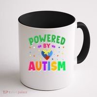 Powered By Autism Awareness Month Autism - Autism Funny Gift Coffee Mug thumb 1