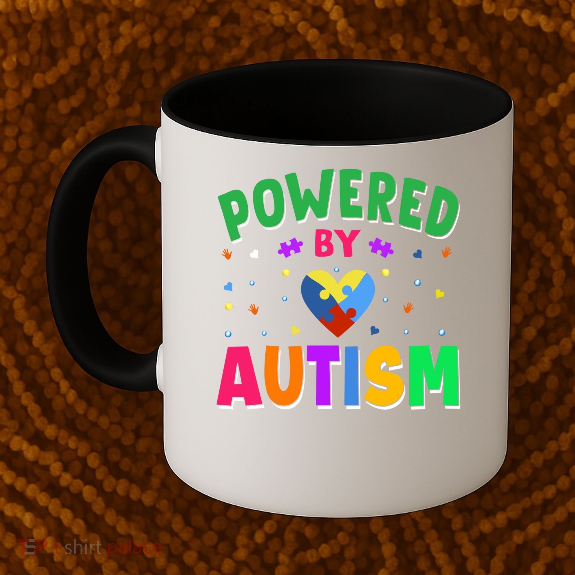 Powered By Autism Awareness Month Autism - Autism Funny Gift Coffee Mug