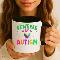Powered By Autism Awareness Month Autism - Autism Funny Gift Coffee Mug thumb 3