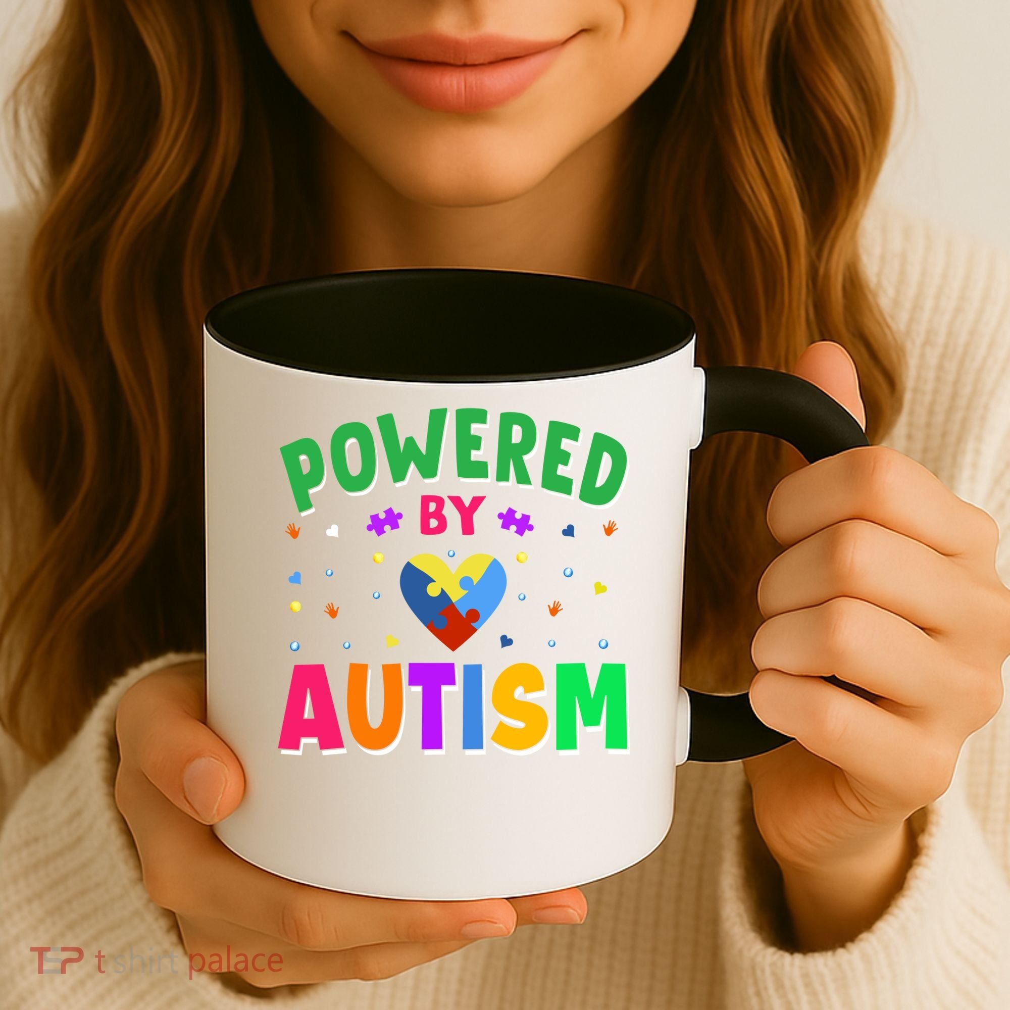 Powered By Autism Awareness Month Autism - Autism Funny Gift Coffee Mug