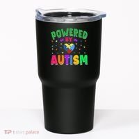 Powered By Autism Awareness Month Autism - Autism Funny Gift Tumbler thumb 0