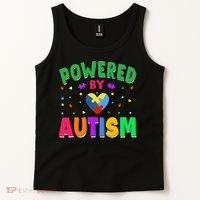 Powered By Autism Awareness Month Autism - Autism Funny Gift Tank Top thumb 2