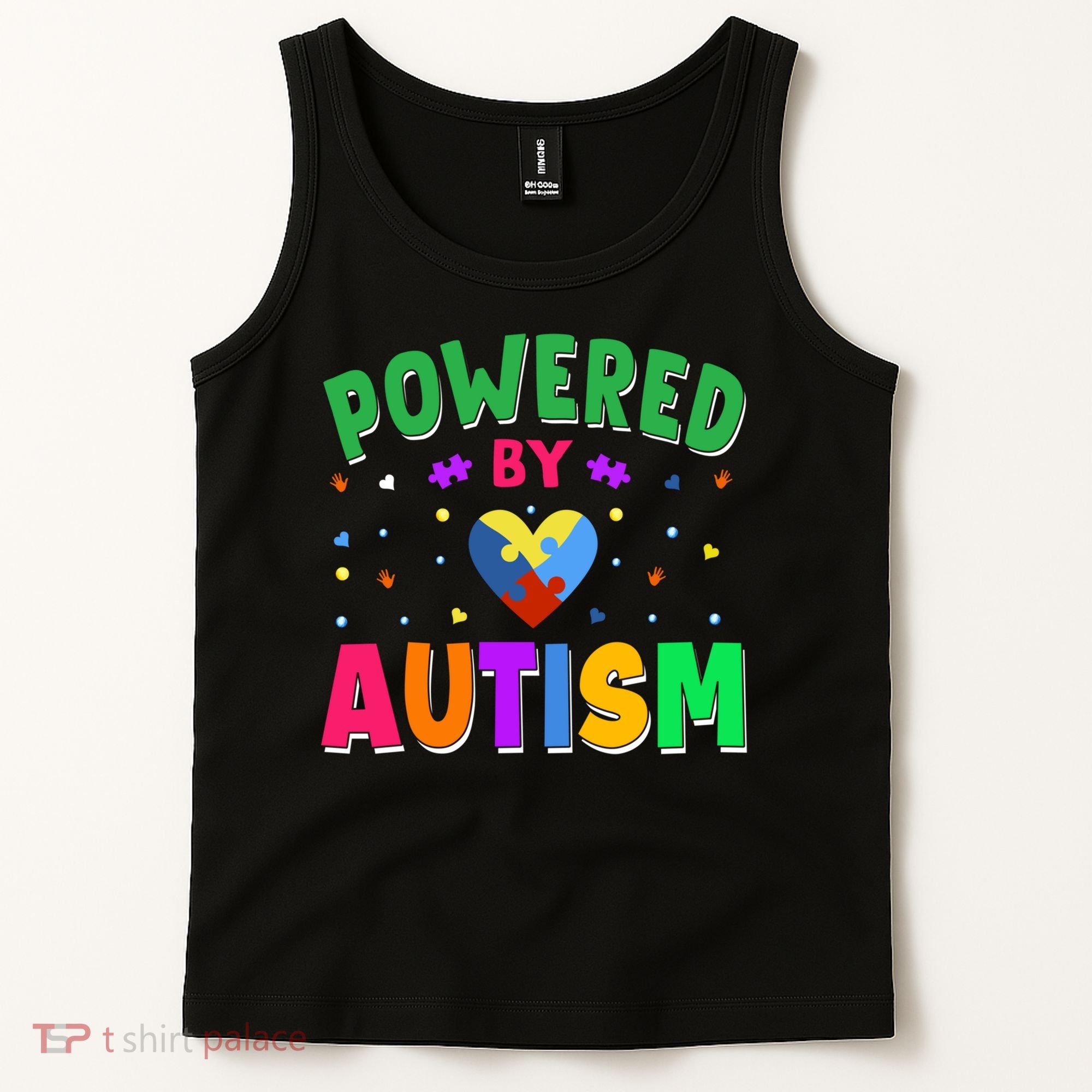 Powered By Autism Awareness Month Autism - Autism Funny Gift Tank Top