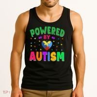 Powered By Autism Awareness Month Autism - Autism Funny Gift Tank Top thumb 3