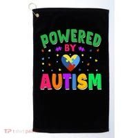 Powered By Autism Awareness Month Autism - Autism Funny Gift Golf Towel thumb 0