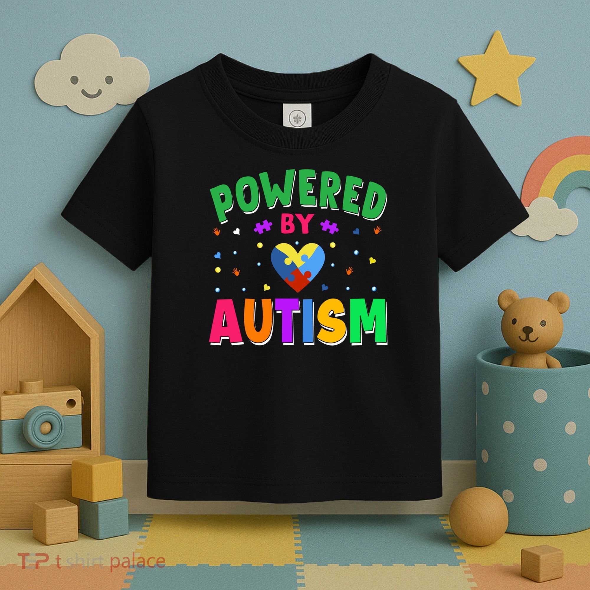 Powered By Autism Awareness Month Autism - Autism Funny Gift Toddler T-Shirt