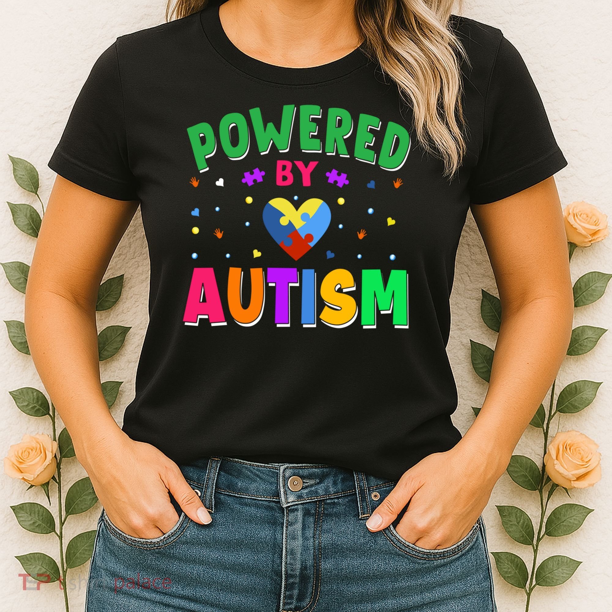 Powered By Autism Awareness Month Autism - Autism Funny Gift Women's T-Shirt