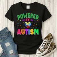 Powered By Autism Awareness Month Autism - Autism Funny Gift Women's T-Shirt thumb 3