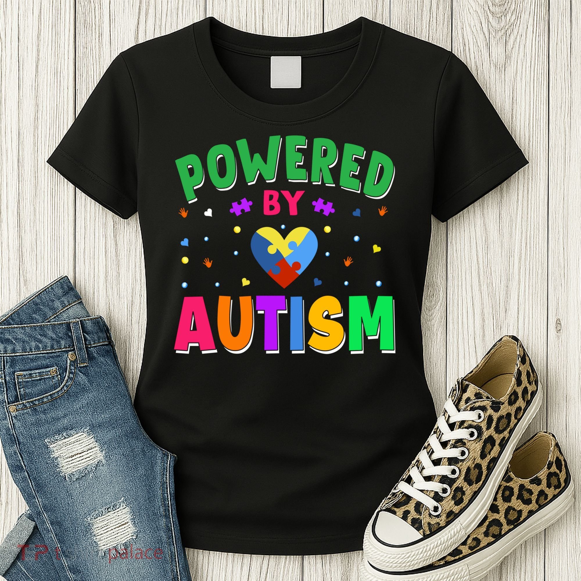 Powered By Autism Awareness Month Autism - Autism Funny Gift Women's T-Shirt