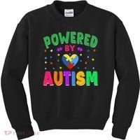Powered By Autism Awareness Month Autism - Autism Funny Gift Kids Sweatshirt thumb 0