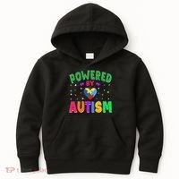 Powered By Autism Awareness Month Autism - Autism Funny Gift Kids Hoodie thumb 0