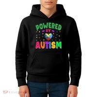 Powered By Autism Awareness Month Autism - Autism Funny Gift Kids Hoodie thumb 4