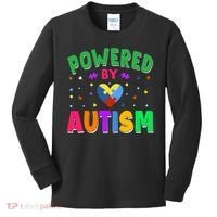 Powered By Autism Awareness Month Autism - Autism Funny Gift Kids Long Sleeve Shirt thumb 0