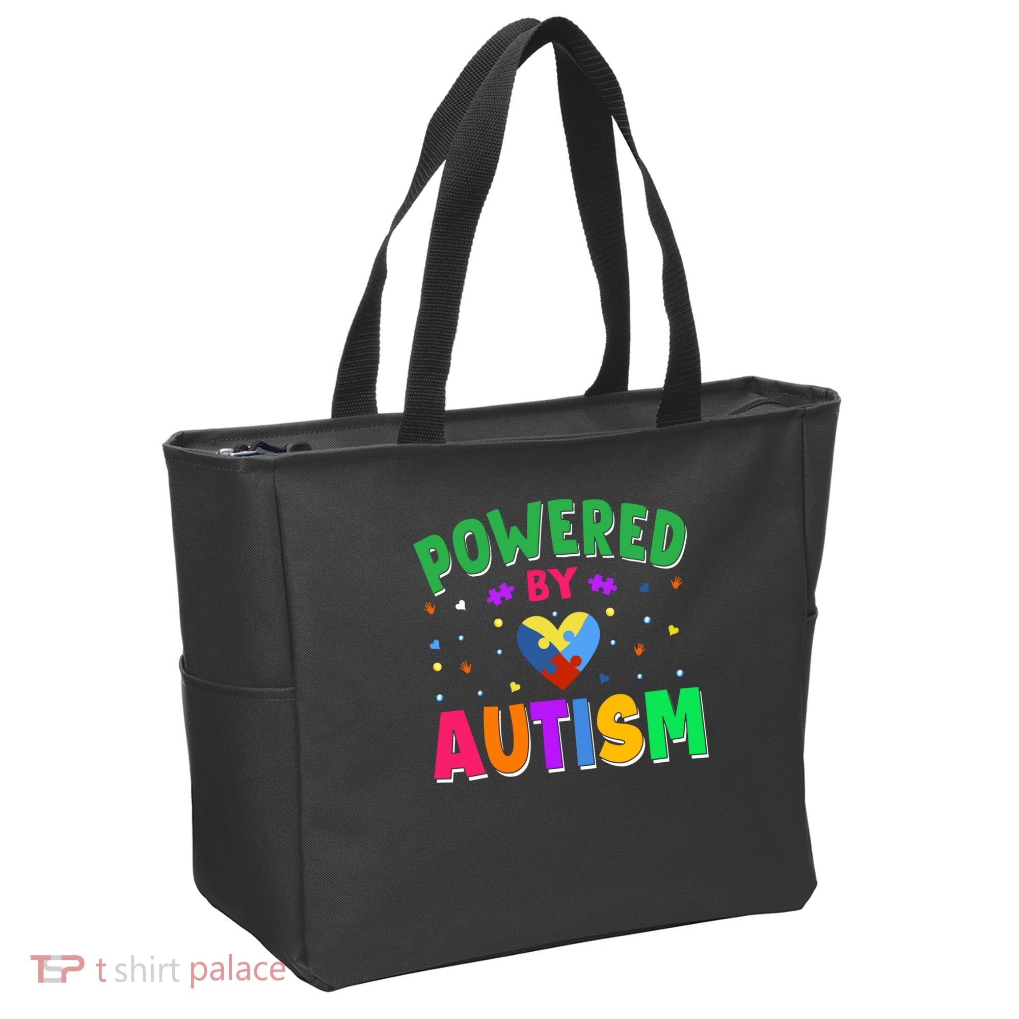 Powered By Autism Awareness Month Autism - Autism Funny Gift Tote Bag