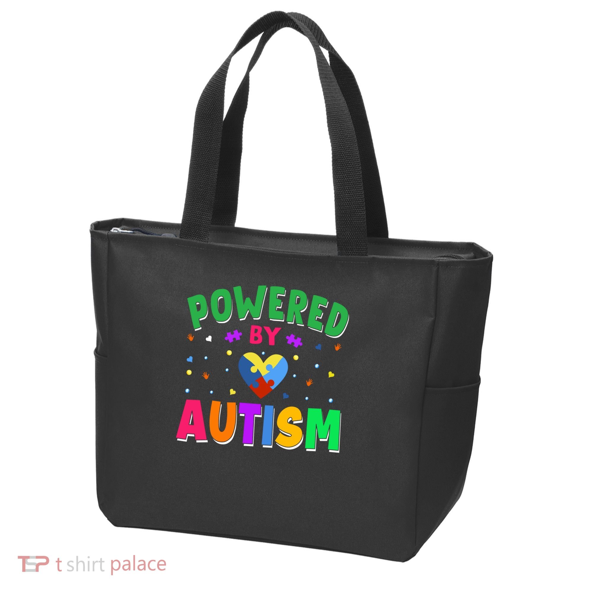 Powered By Autism Awareness Month Autism - Autism Funny Gift Tote Bag