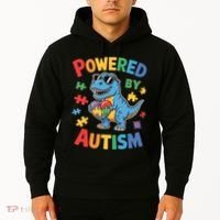 Powered By Autism For Autism Awareness Hoodie thumb 2
