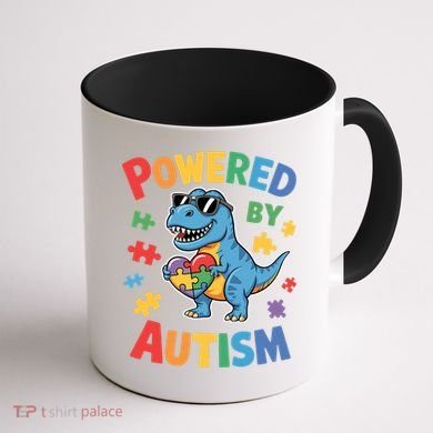 Powered By Autism For Autism Awareness Coffee Mug back