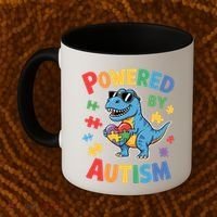 Powered By Autism For Autism Awareness Coffee Mug thumb 2