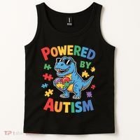 Powered By Autism For Autism Awareness Tank Top thumb 2