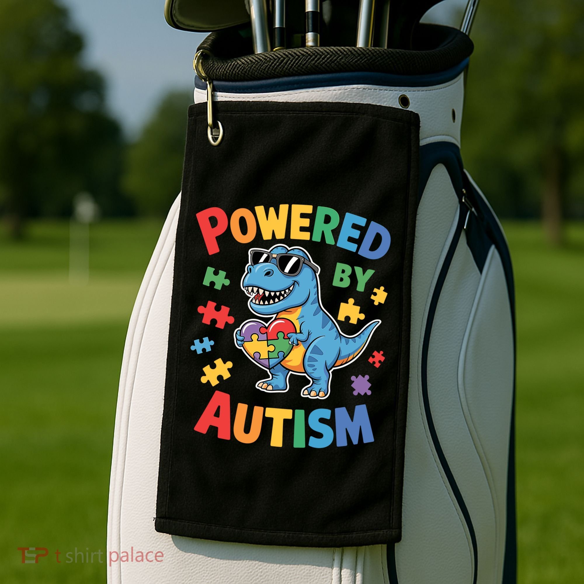 Powered By Autism For Autism Awareness Golf Towel