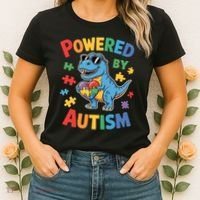Powered By Autism For Autism Awareness Women's T-Shirt thumb 2