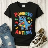 Powered By Autism For Autism Awareness Women's T-Shirt thumb 3