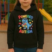 Powered By Autism For Autism Awareness Kids Hoodie thumb 3