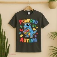Powered By Autism For Autism Awareness T-Shirt thumb 2