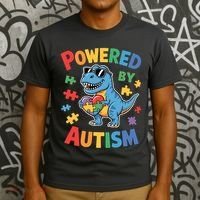 Powered By Autism For Autism Awareness T-Shirt thumb 3