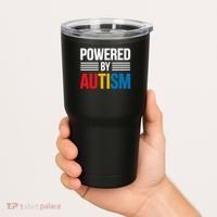 Powered By Autism For Autism Awareness Tumbler thumb 2