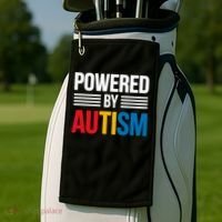 Powered By Autism For Autism Awareness Golf Towel thumb 2