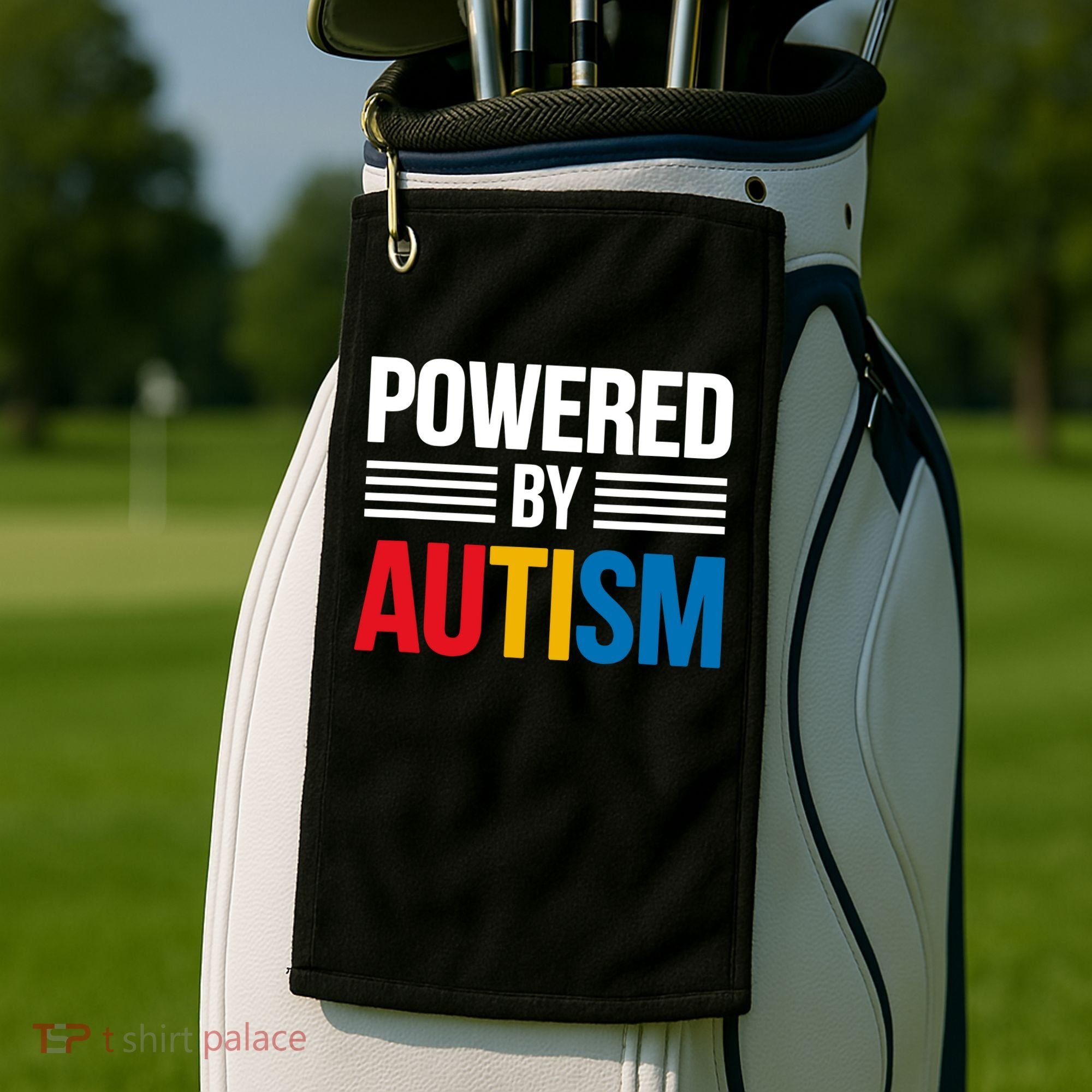 Powered By Autism For Autism Awareness Golf Towel