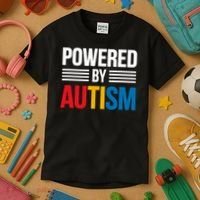 Powered By Autism For Autism Awareness Kids T-Shirt thumb 3