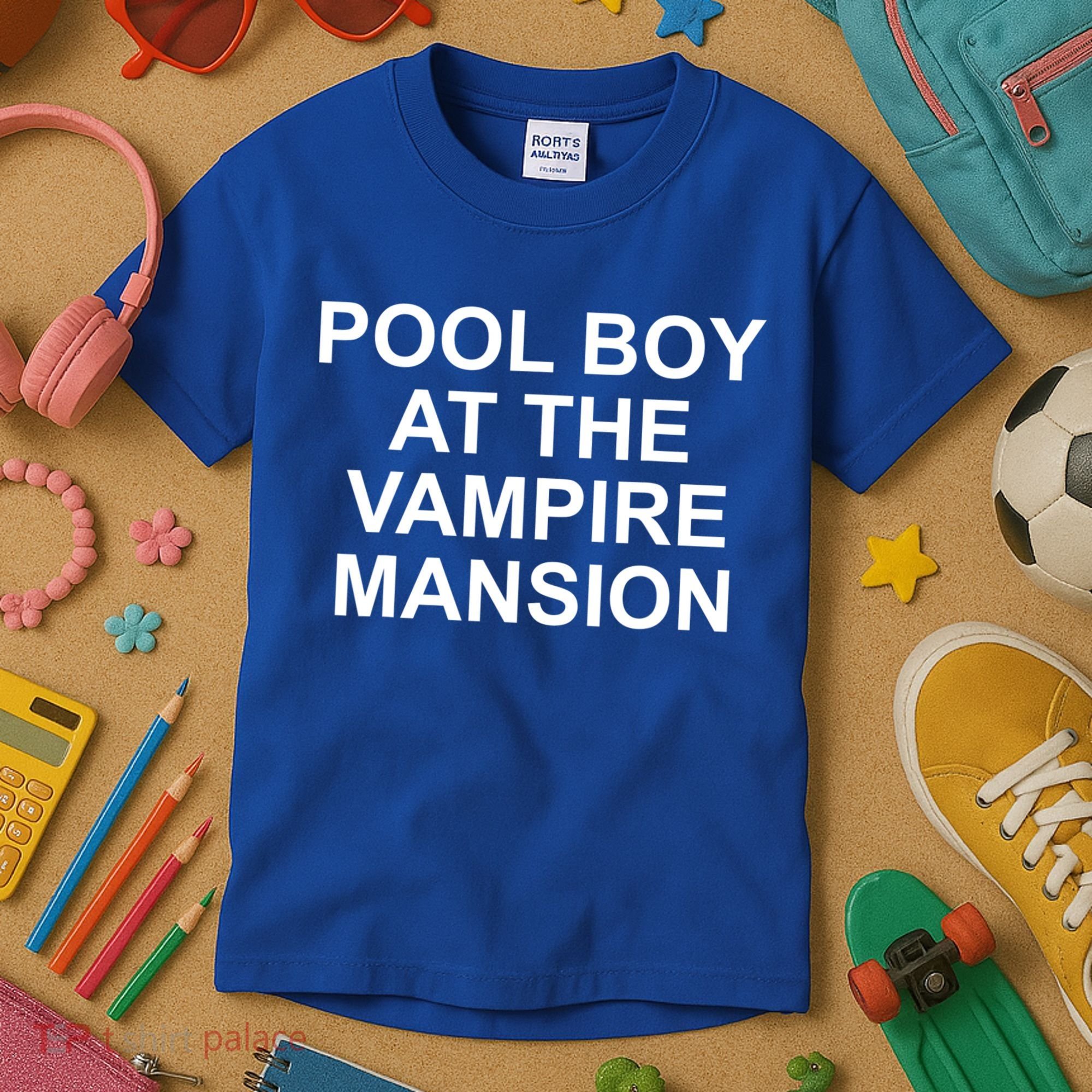 Pool Boy At The Vampire Mansion Kids T-Shirt
