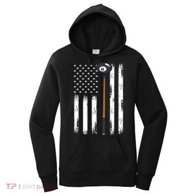 Patriotic Billiards American Flag Billiard Pool Player Gift Women's Hoodie