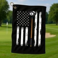 Patriotic Billiards American Flag Billiard Pool Player Gift Golf Towel thumb 1