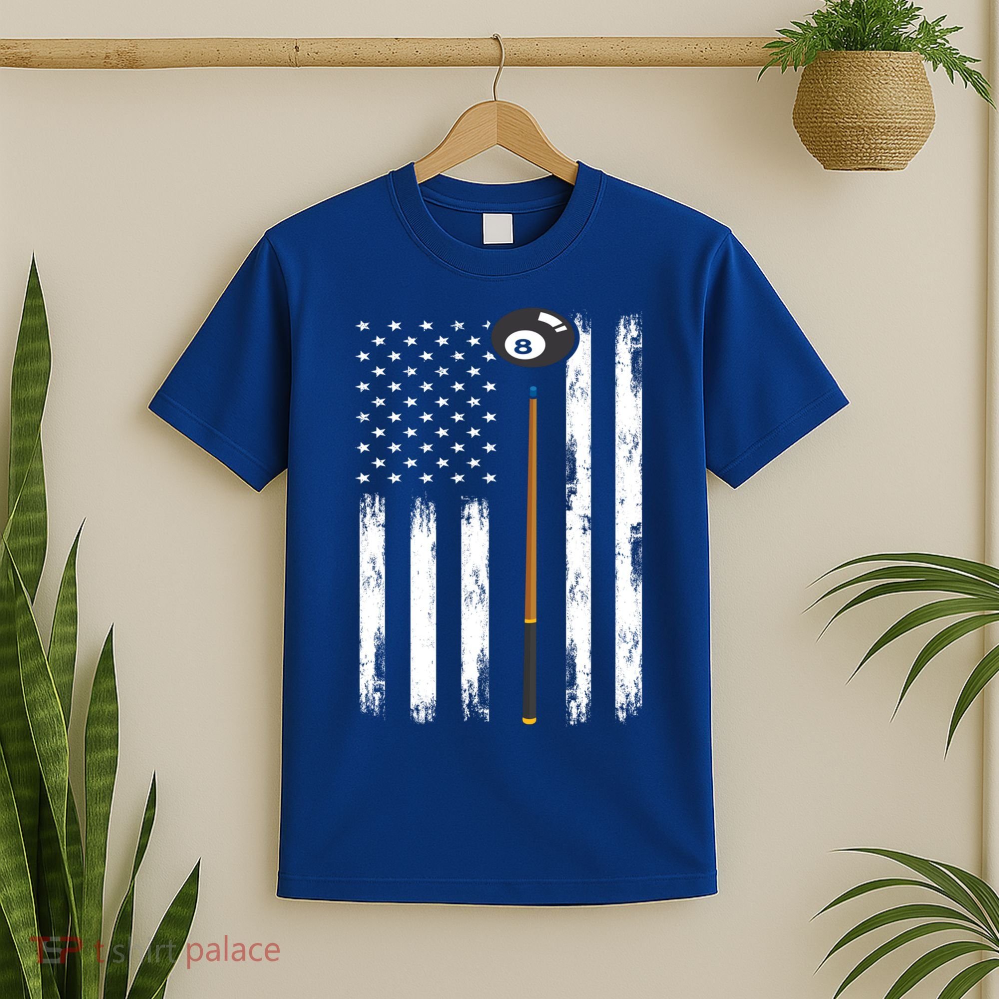 Patriotic Billiards American Flag Billiard Pool Player Gift T-Shirt