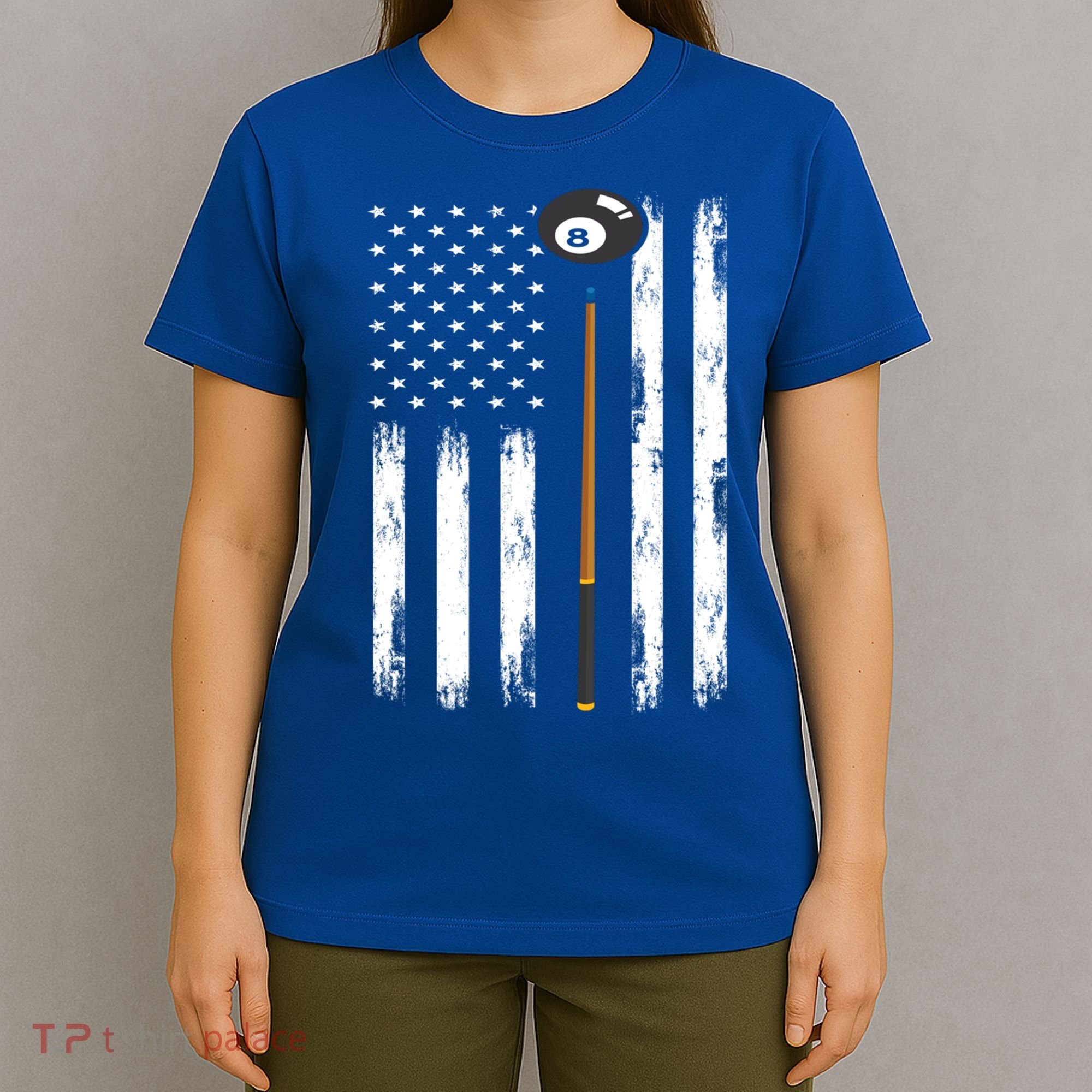 Patriotic Billiards American Flag Billiard Pool Player Gift T-Shirt