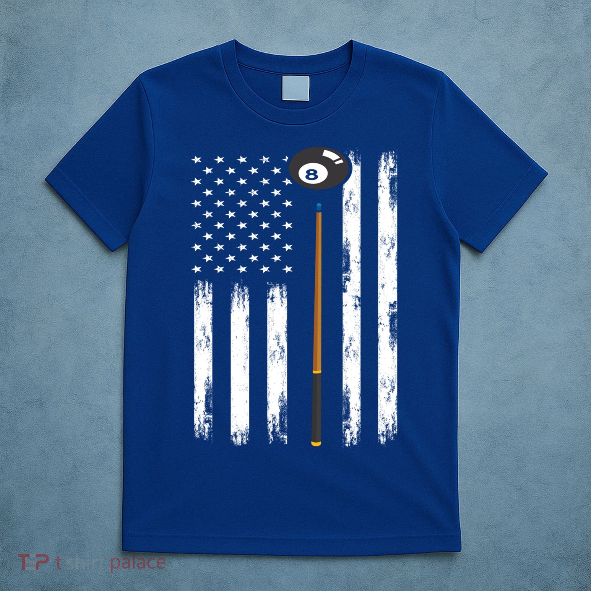 Patriotic Billiards American Flag Billiard Pool Player Gift T-Shirt
