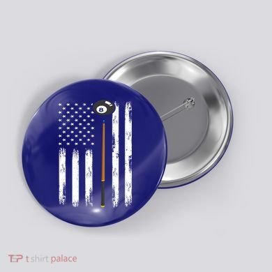 Patriotic Billiards American Flag Billiard Pool Player Gift Button
