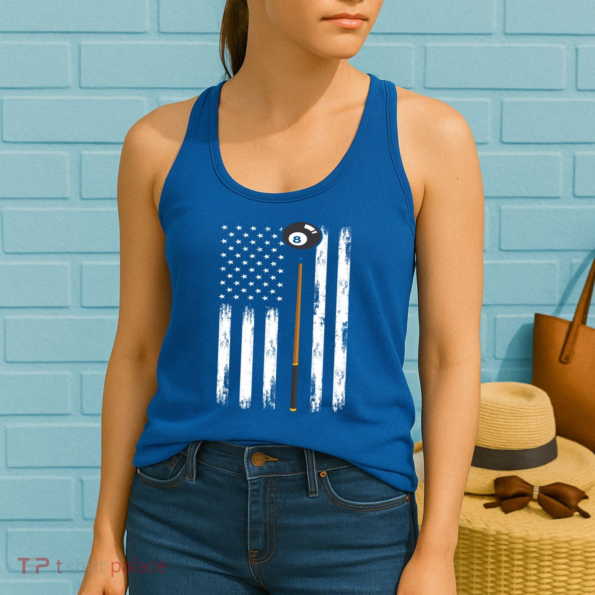 Patriotic Billiards American Flag Billiard Pool Player Gift Women's Tank Top