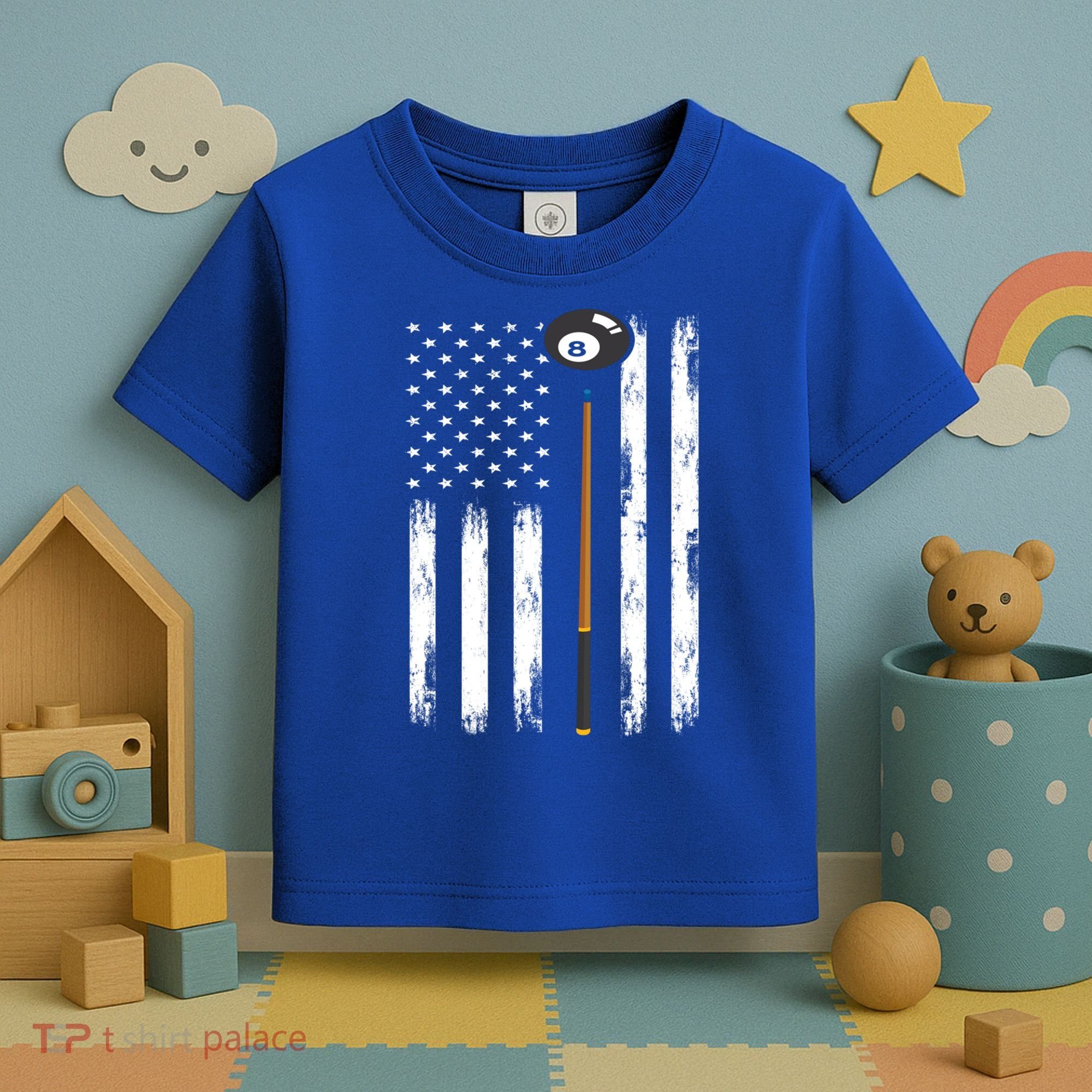 Patriotic Billiards American Flag Billiard Pool Player Gift Toddler T-Shirt